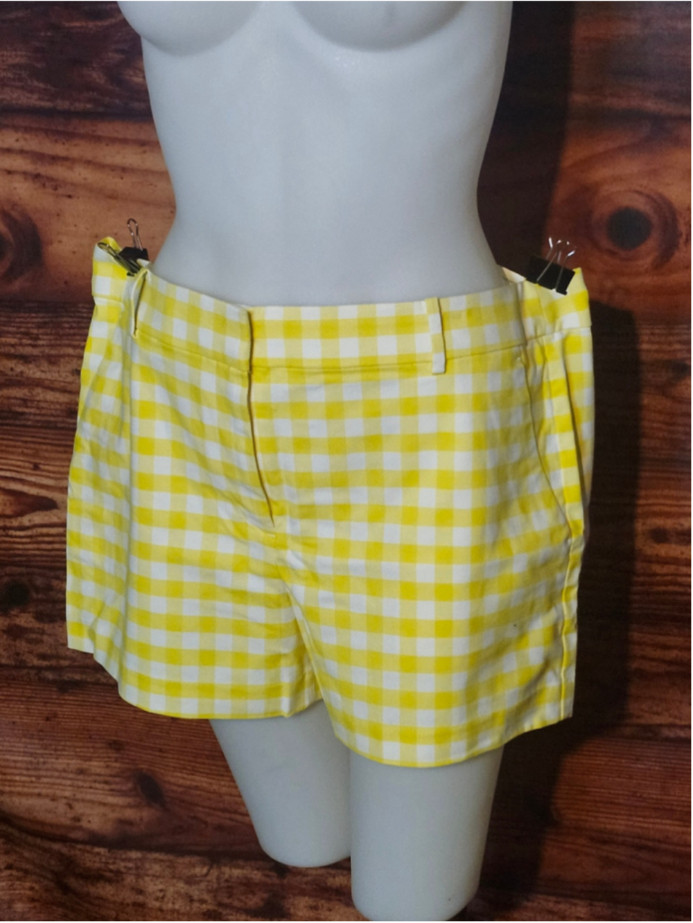 Women's LOFT The Riviera Shorts Size 12 Yellow White Gingham NWT
